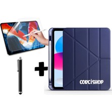 Corcishop Apple iPad 9.7 2018 6.nesil  Uyumlu Tablet Kılıfı Kalemlikli Silikon Ekran Koruyucu Kalem