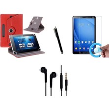 Corcishop Redeer M8 Go Uyumlu Set Universal Tablet Kılıfı Nano Ekran Koruyucu+Kalem Kulaklık