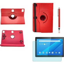 Corcishop Lenovo Tab M10 TB-X605FC ZA4Y0053TR Kılıf Dönerli Unıversal Standlı Kılıf Nano Ekran Koruyucu +Kalem