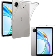Corcishop Honor Pad X7 8.7inç Uyumlu Kılıf Şeffaf Silikon Arka Tablet Koruma Kapak + Nano Esnek Ekran Koruyucu
