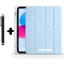 Corcishop Apple iPad Pro 12.9 4.nesil  Uyumlu Kılıf Kalem Bölmeli Farklı Stand Arkası Yumuşak Silikon + Kalem