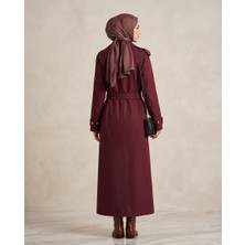 Belirtilmemiş Kadın Büyük Beden Su Itici Bondit Kumaş Düğmeli Trençkot