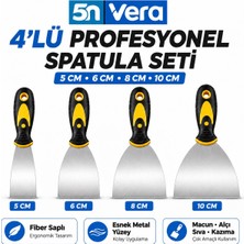 5n Vera 4’lü Spatula Seti 5-6-8-10 cm – Boya Badana, Macun Çekme, Alçı Sıva ve Kazıma Işleri Için