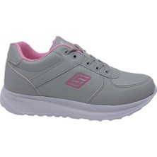 Zerhan Parley 916 Kadın Gri Bağcıklı Günlük Kullanım Spor Ayakkabı