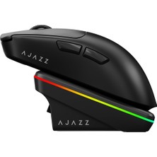 Coverzone Ajazz Kablosuz Oyuncu Mouse 24000 Dpı 1000Hz Bluetooth 2.4g Type C Aı Akıllı Etkileşim Manyetik Şarj Standı 300MAH Ultra Hafif Ergonomik Fare | (AJ200P Nl Aı Mc - Siyah)