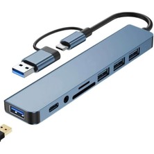 Moddestore 8 In 2 USB Type-C To USB A, USB C, Sd/tf Kart Okuyucu – MacBook ve Laptop Uyumlu Çok Portlu USB Hub Çoğaltıcı