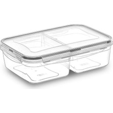 Varsoph 2 Bölmeli 1+1 Litre Kilitli Kapaklı Erzak Saklama Kabı LC-525 (5468)