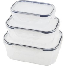 Varsoph 3pcs Quick Sızdırmaz Saklama Kabı Seti Şeffaf Kap - Buğulu-Contalı Kapak  500-1000-1700ML (5468)