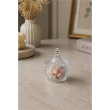 iselahome Loren Kapaklı Cam Lokumluk,tombul Mini Şekerlik,8 cm Mini Kahve Yanı Ikramlık 6'lı Set