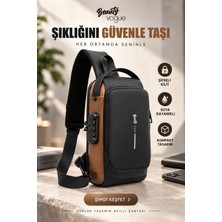 Beauty Vogue Şık Sırt Çantası, Su Geçirmez Hırsızlığa Karşı Göğüs Çantası USB Şarj Portlu Omuz Çantası