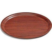 Ahşap Kaymaz Yuvarlak Servis Tepsisi, Kahverengi, Ahşap, Şık Tasarım 43 cm Kaymaz Tepsi