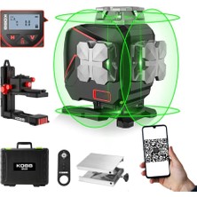 Happy Trend KBL36G Profesyonel Li-Ion Şarjlı 4X360⁰ LCD Ekran Otomatik Hizalamalı Yeşil Çapraz Çizgi Lazer Distomat + Uzaktan Kumanda + Taşıma Çantası