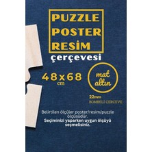 22LIK Puzzle Poster Resim Çerçevesi Pvcli Postersiz Resimsiz Çerçeve (Eskitme Altın, 48X68)