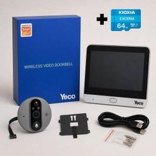 Yeco Pd-20 Akıllı Görüntülü Kapı Dürbünü, Kioxia 64GB Micro Sd Kart Dahil