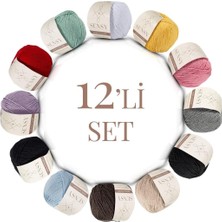 Premium Amigurumi Ipi Punch (Panç) Baby Soft Cotton 50 gr 12'li Örgü Ip Set5