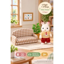 Toyfest Sylvanian Families Çikolata Kulaklı Tavşan Baba Figür ve Kanepe Seti 5013 8 cm