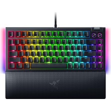 Happy Trend Blackwidow V4 75% - Çalışırken Değiştirilebilir Mekanik Oyun Klavyesi (Kompakt Yüzde, Underglow, Çok Fonksiyonlu Silindir ve Medya Tuşları, Manyetik Bilek Desteği) Us-Düzeni | Siyah