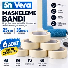 5n Vera 6 Adet Maskeleme Bandı 25 mm x 35 Metre – Kağıt Boya ve Boyacı Bandı | Boya Badana, Tadilat, Dekorasyon ve Yüzey Koruma
