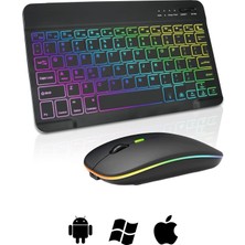 Happy Trend Rgb Tablet ve Telefonlar Için Türkçe Bluetooth Klavye ve Mouse Set - AL7815 Siyahh