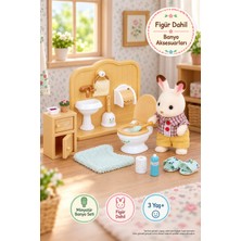 Toyfest Sylvanian Families Çikolata Kulaklı Tavşan Banyo Tuvalet Eğitim Seti 5015 Figür 7 cm