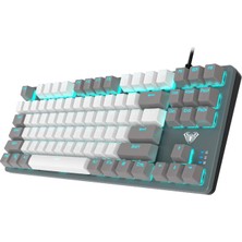 Happy Trend F3287 Mavi Işıklı Kablolu Mekanik Ingilizce Q Tkl Gaming Oyuncu Klavyesi