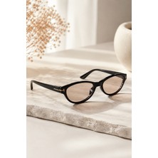 Piyes Boutique Vela Siyah Iki Renk Cat Eye Kedi Göz Unisex Kadın Erkek Retro UV400 Şık Klasik Kemik Güneş Gözlüğü