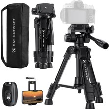 Happy Trend K&f Concept Mini Tripod Kamera Için Masa, S233A0 Alüminyum Tripod 64 cm Uzaktan Kumanda ile Küçük ve Taşınabilir Dslr Kameralar, Videolar, Telefonlar, Projektörler ve Teleskoplar Için