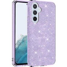 Happy Trend Samsung ile Uyumlu Galaxy A14 Kılıf Silikon Simli Parlak Tarz Kapak Mor