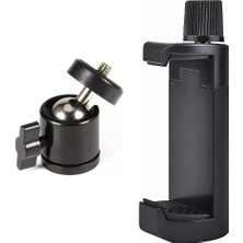 Happy Trend Tutucu Başlık + Tripod 90° Yönlendirme Aparatı 360 Derece Dönebilen Başlık Tüm Tripodlara Uyumlu Metal Mafsal Aparatı