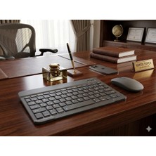 Happy Trend Kablosuz Bluetooth Wireless Tümü Türkçe Karakterli I Ü Ğ Harfleri Bulunur Klavye Mouse Seti (Siyah)