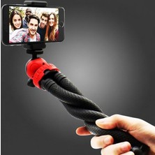 Happy Trend Esnek Youtuber Yayıncılar ve Sosya Medya Için Ideal 30CM Ahtapot 360 Derece Taşınabilir Ayakları Bükülebilir Selfie Telefon Tutuculu 3 Ayaklı Kampda Tatilde Gezilerde Tripod Çok Hafif 320GR