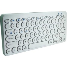 Happy Trend Bluetooth Bağlantılı Ince Ergonomik Tasarım IPad Ile Uyumlu Taşınabiilir Telefon Tablet Için Türkçe Q Bluetooth Bağlantılı Klavye (Beyaz)