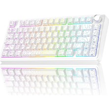 Happy Trend F75 Mekanik Rgb Tkl Seiya Switch Kablosuz Makrolu Hot Swap Klavye Desenli Beyaz