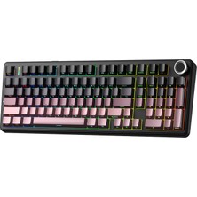 Happy Trend F99 Pro 3 Modlu Rgb Hot Swap Mekanik Reaper Switch Kablosuz Makrolu Klavye Gradyan Pembe