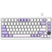 Happy Trend Shark X85PRO Tft Ekranlı ve Düğmeli Kablosuz Mekanik Klavye, %75 Qmk Contaya Monte Oyun Klavyesi, 2,4g/bt/usb-C Kablolu, Çalışırken Değiştirilebilir, 4000 Mah, Nkro, Rgb (Mor)