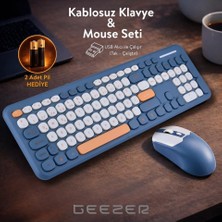 Happy Trend Kablosuz Klavye Mouse Set Mavi SMK-687