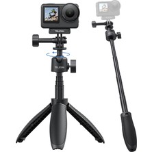 Happy Trend Telesın Djı Osmo Nano Action 6/5 Pro/4, Gopro Hero 13/12, INSTA360 X5 X4 Ace Pro Için 46 cm Mini Selfie Çubuğu Tripod, 360° Ayarlanabilir Monopod, Vlog Uzatılabilir Sap, Sağlam Manyetik Taban