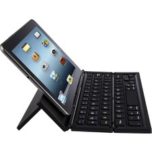 Happy Trend Kablosuz Mini Şarjlı Telefon Tablet Için Klavye Kendinden Standlı Katlanır Taşınır