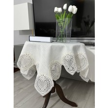 Fransız Dantelli Keten Fiskos, Gardenya Kumaş Fiskos 100X100CM