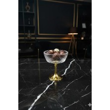 iselahome Gold Metal Ayaklı Cam Kahve Yanı Bardak ve Sunumluk Şekerlik Lokumluk Kahve Yanı Ikramlık (1 Er Adet)