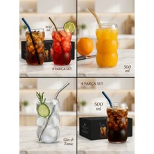Hvc Ticaret 4 Pipet 4 Bardak Soğuk Kahve Bardağı Meşrubat Bardağı 500 ml