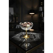 iselahome Gold Metal Ayaklı Cam Kahve Yanı Bardak ve Sunumluk Şekerlik Lokumluk Kahve Yanı Ikramlık (1 Er Adet)