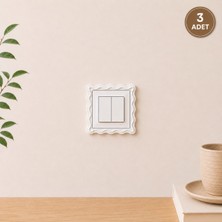 Nebron 3 Adet Dalga Desenli Priz ve Anahtar Çerçevesi Yapışkanlı 3 Adet Şık Tasarım Standart Ölçü 8.4 cm Iç Çap