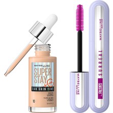Maybelline New York Falsies Surreal Maskara & Super Stay Skin Tint Fondöten - 10 Makyaj Seti