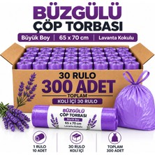 Liva Ambalaj Büzgülü Çöp Torbası Büyük Boy 65X70 cm Lavanta Kokulu 30 Rulo 300 Adet