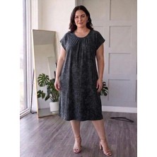 Emeliya Moda Emeliyamoda Düşük Kol Büyük Beden Batik Desen Pamuklu Anne Elbise