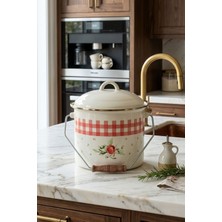 iselahome Rosalia Emaye Yoğurt Tenceresi Bakraç 5,2 Litre Kapaklı Yoğurt Mayalama Kovası 22 cm
