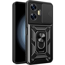 Uray Store Realme C55 Kılıf Pars Lens Yüzüklü Silikon - Siyah