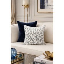 Fuly Consept Home Design Fuly Consept Avangart Desenli Gri Lacivert Kırlent Kılıfı 43X43 cm 2’li Set