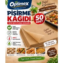 Optimex Pişirme Kağıdı 50 Adet 30X40 cm – Tepsi Boyutunda Kesilmiş Doğal Ağartılmamış Kahverengi Pişirme Kağıdı
